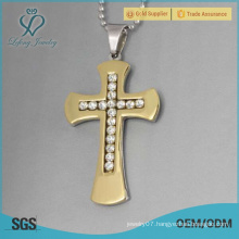 Gold crystal celtic crucifix pendant, celtic jewelry for women